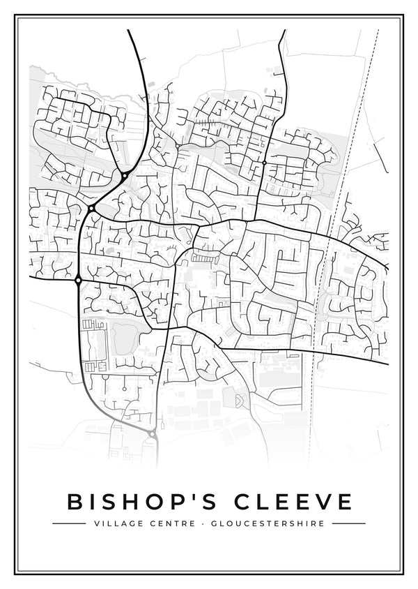 Bishop's Cleeve Village Centre Street Map Poster