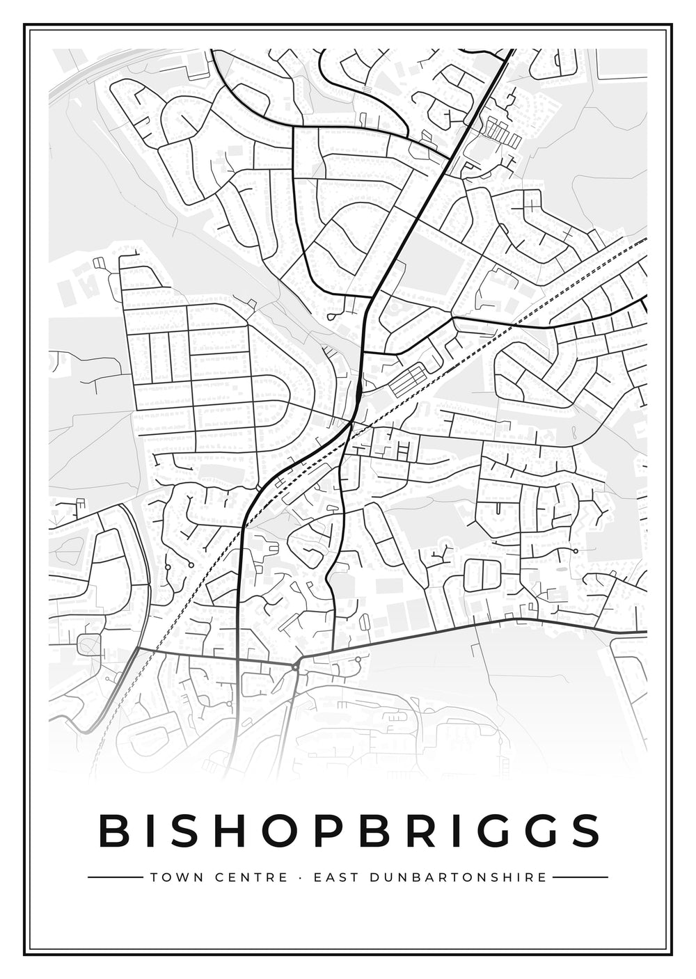 Bishopbriggs Town Centre Street Map Poster