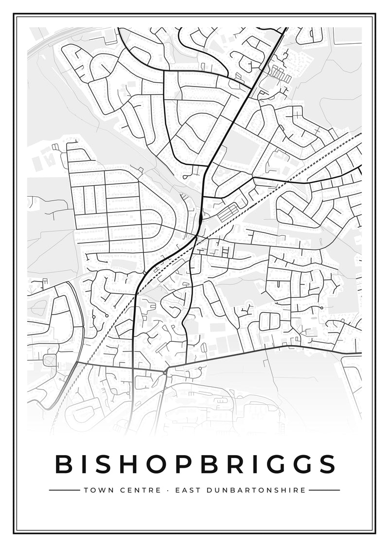Bishopbriggs Town Centre Street Map Poster