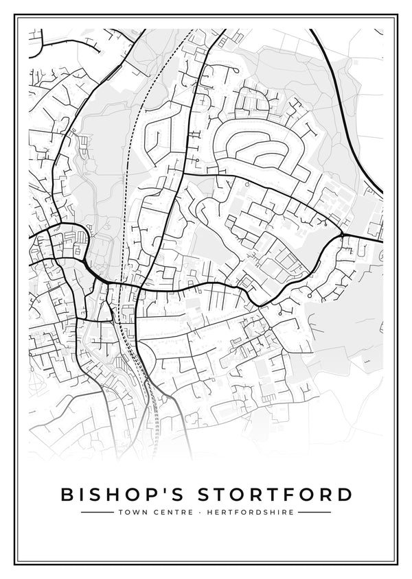 Bishop's Stortford Town Centre Street Map Poster
