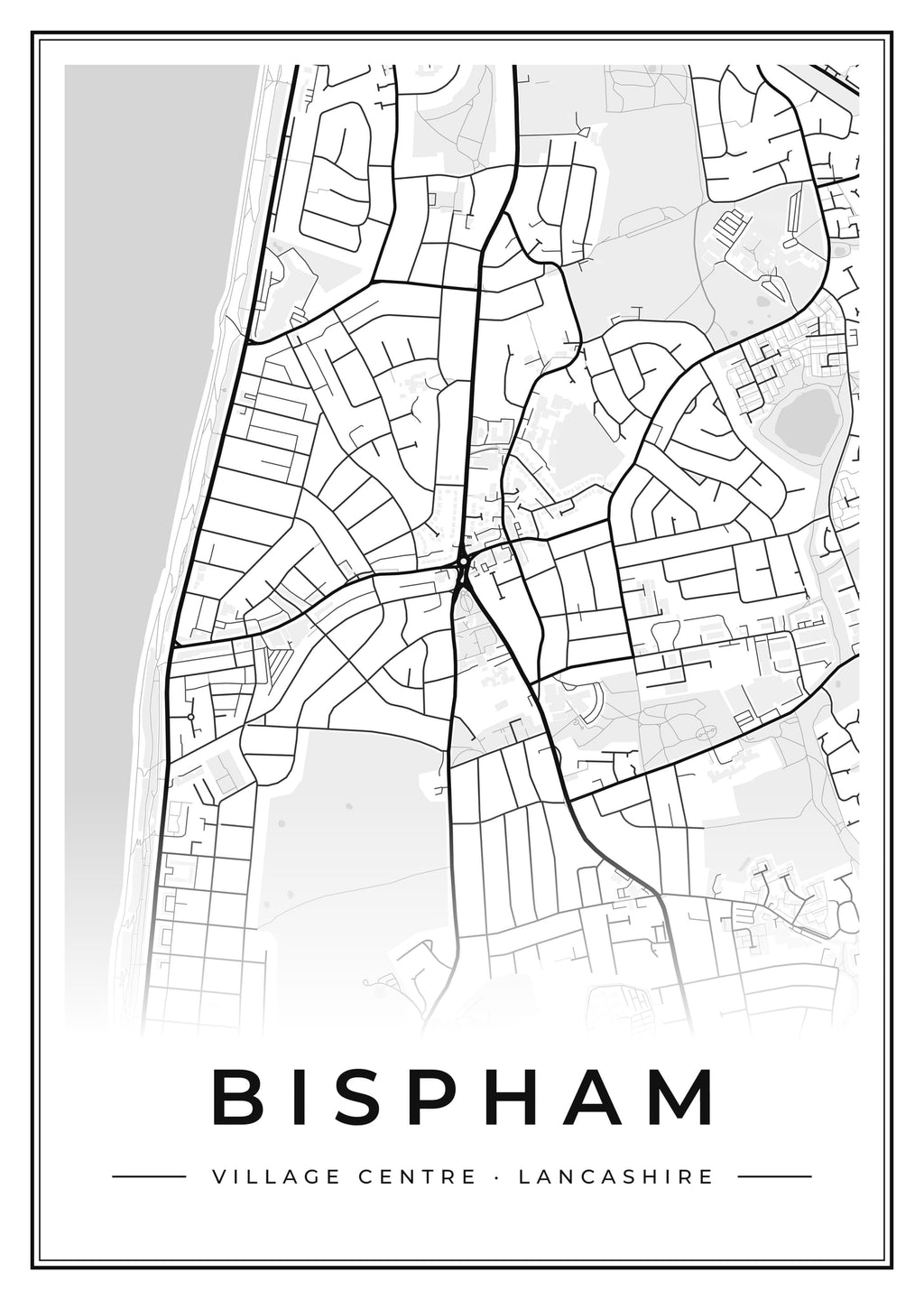 Street map poster of Bispham village centre, Lancashire
