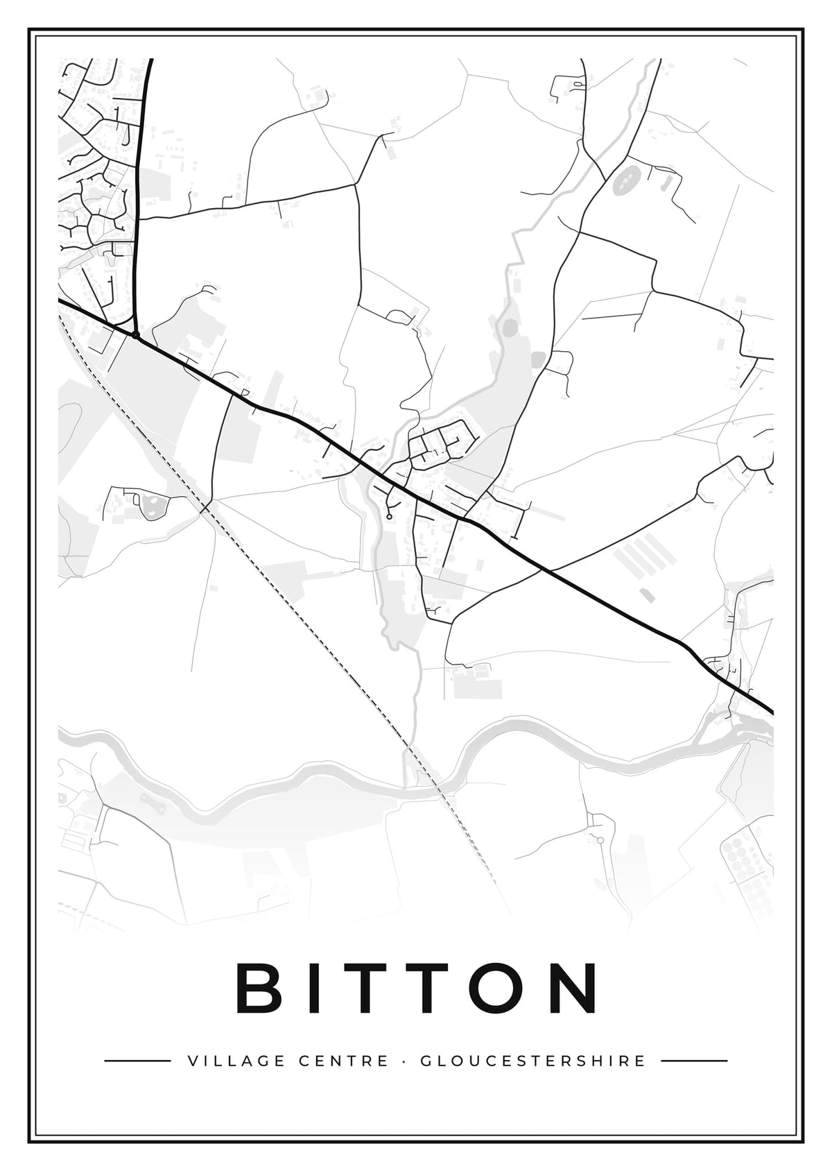 Street map poster of Bitton village centre, Gloucestershire