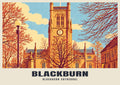 Blackburn Cathedral poster, Retro Railway style