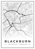 Street map poster of Blackburn town centre, Lancashire