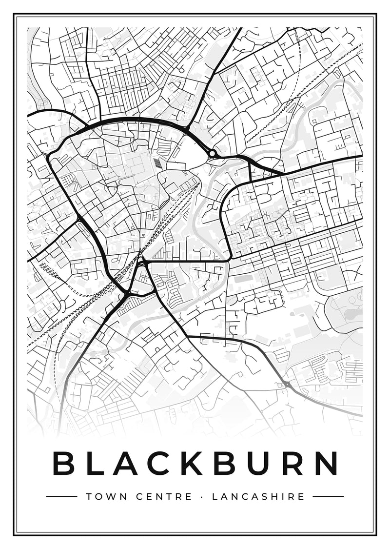 Blackburn Town Centre Street Map Poster