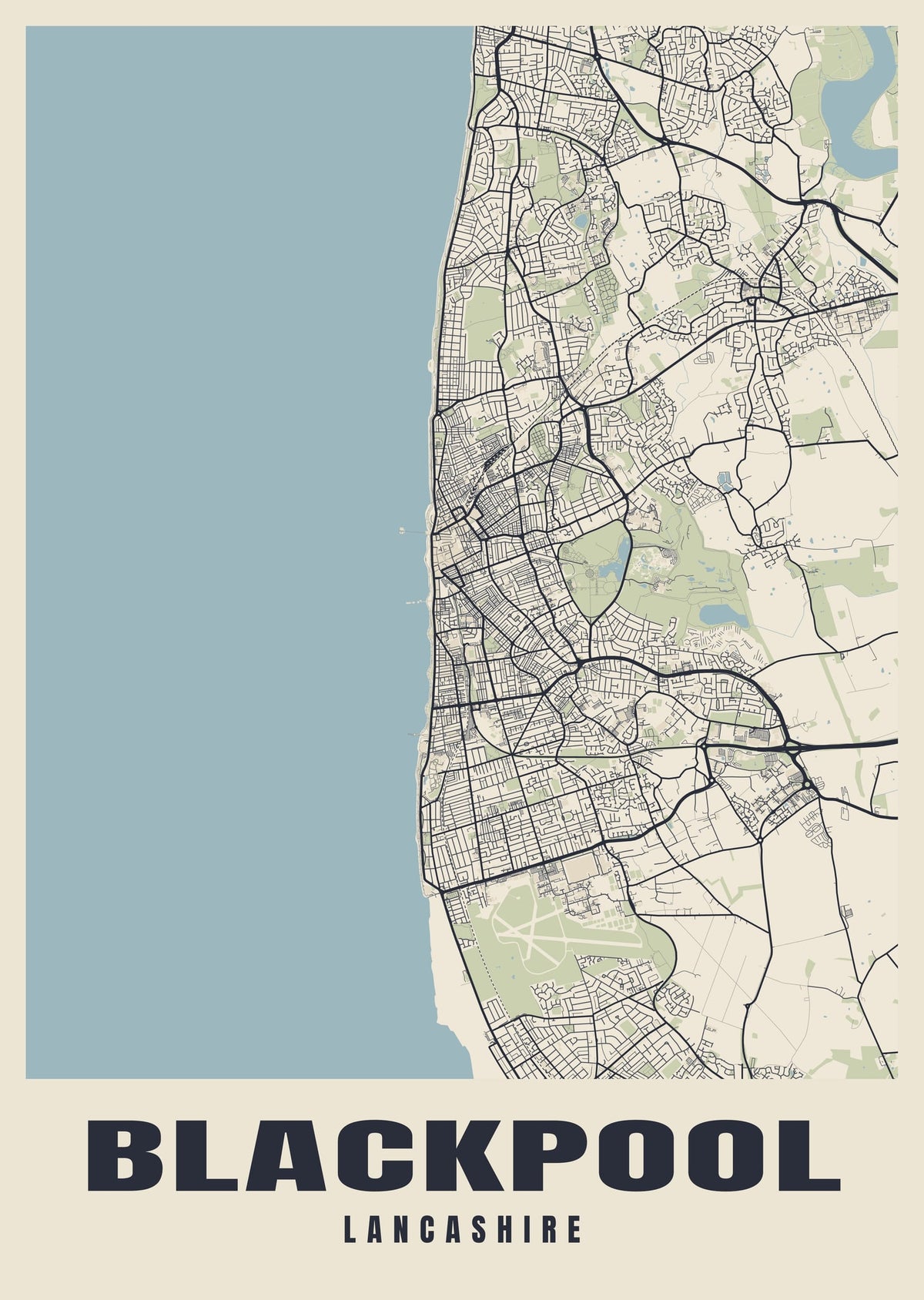 Street map poster of Blackpool, Lancashire