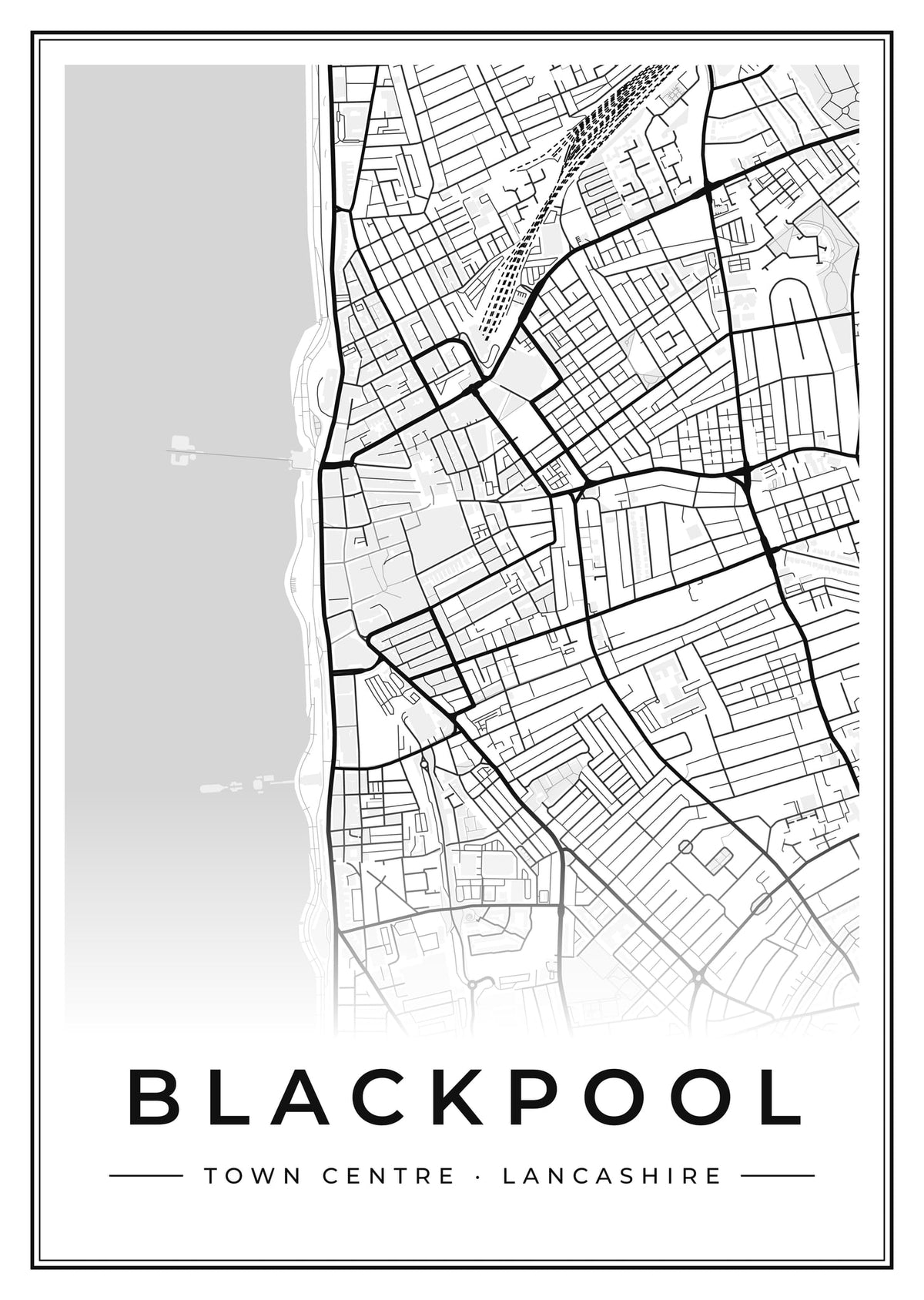 Street map poster of Blackpool town centre, Lancashire