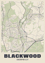 Street map poster of Blackwood, Caerphilly