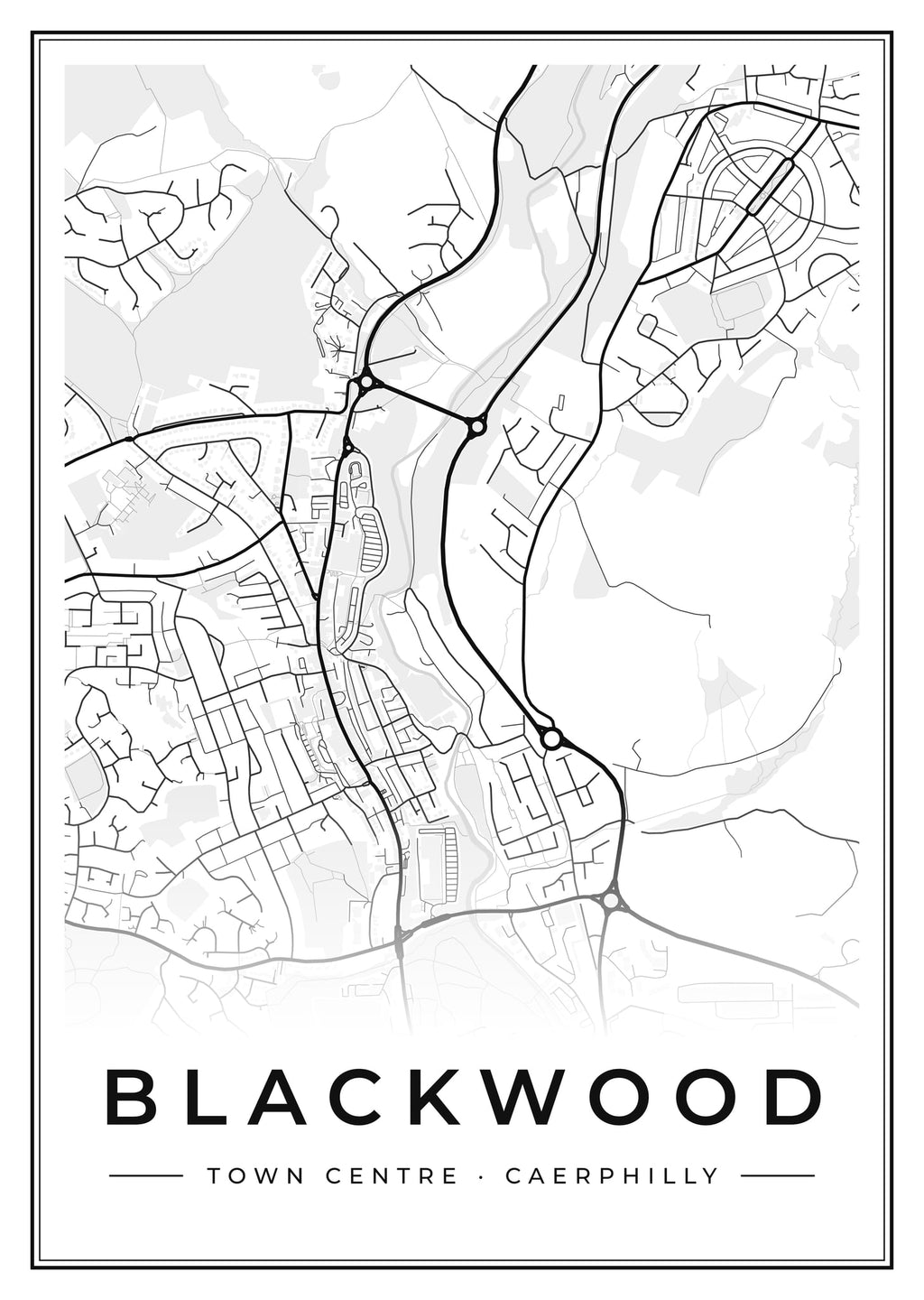 Street map poster of Blackwood town centre, Caerphilly