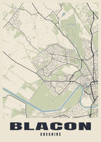 Street map poster of Blacon, Cheshire