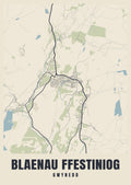 Street map poster of Blaenau Ffestiniog, Gwynedd