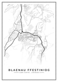Street map poster of Blaenau Ffestiniog town centre, Gwynedd