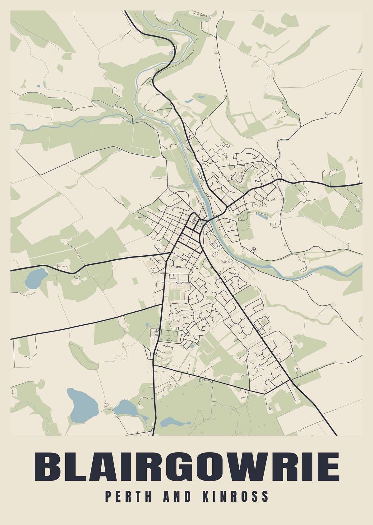 Street map poster of Blairgowrie, Perth and Kinross