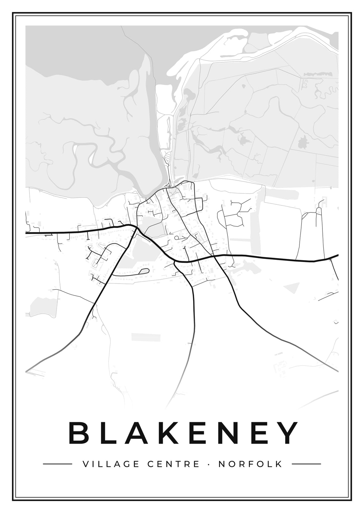Street map poster of Blakeney village centre, Norfolk