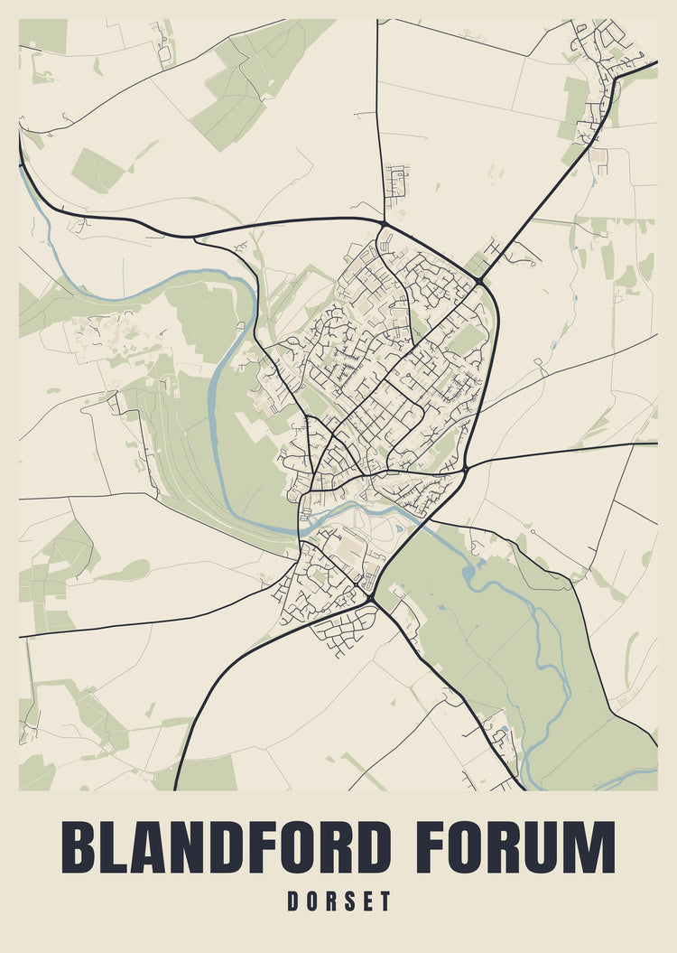 Blandford Forum Street Map Poster