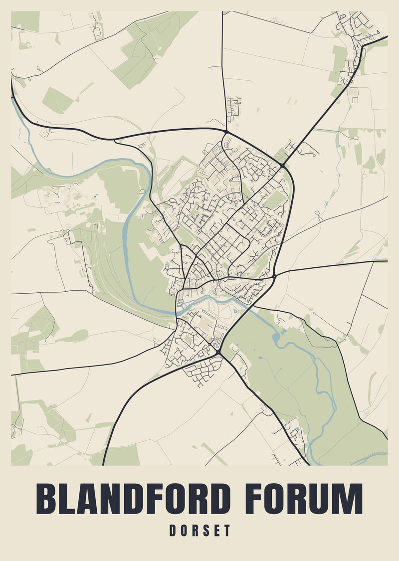 Blandford Forum Street Map Poster