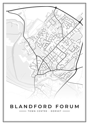 Blandford Forum Town Centre Street Map Poster