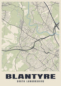 Street map poster of Blantyre, South Lanarkshire