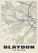Street map poster of Blaydon, Tyne and Wear