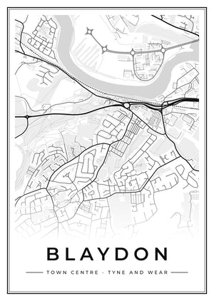 Blaydon Town Centre Street Map Poster