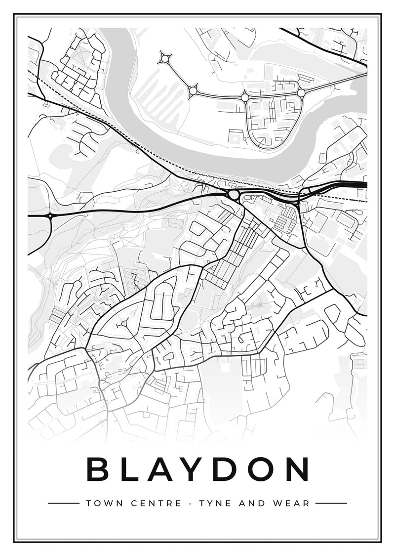 Blaydon Town Centre Street Map Poster
