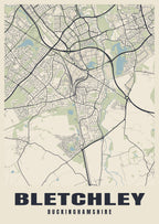 Street map poster of Bletchley, Buckinghamshire