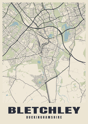 Bletchley Street Map Poster