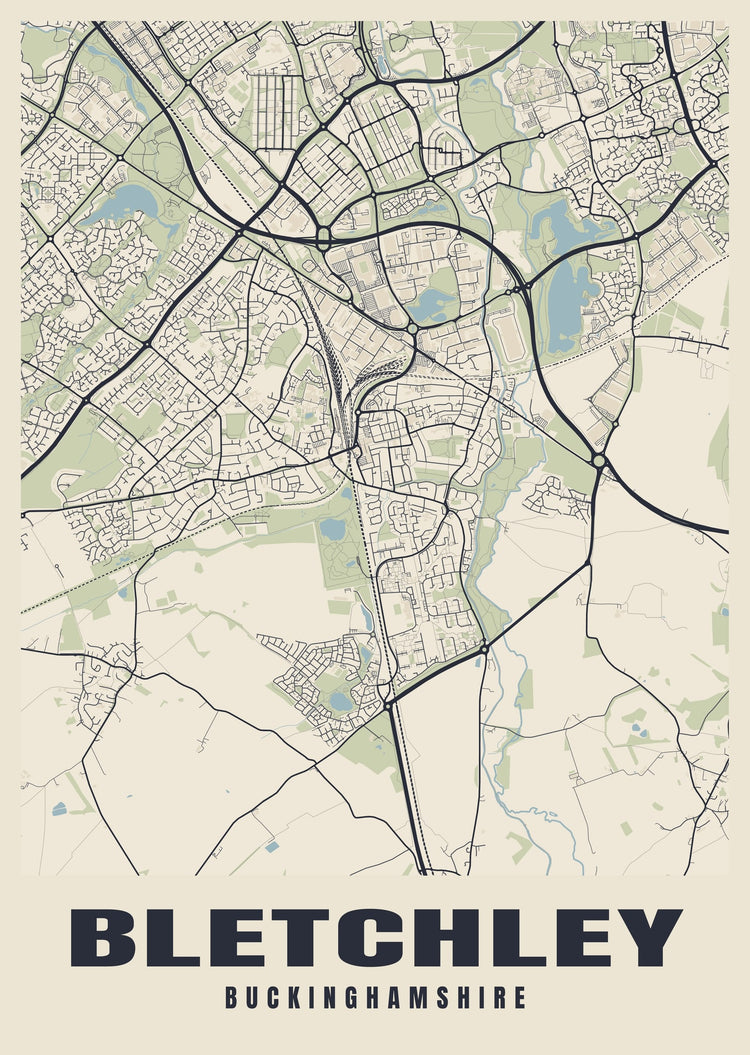 Bletchley Street Map Poster
