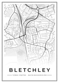 Street map poster of Bletchley town centre, Buckinghamshire