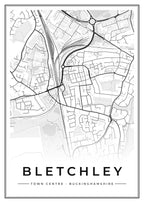 Street map poster of Bletchley town centre, Buckinghamshire