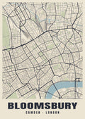 Heritage street map poster of Bloomsbury, Camden, London