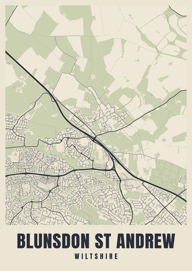 Blunsdon St Andrew Street Map Poster