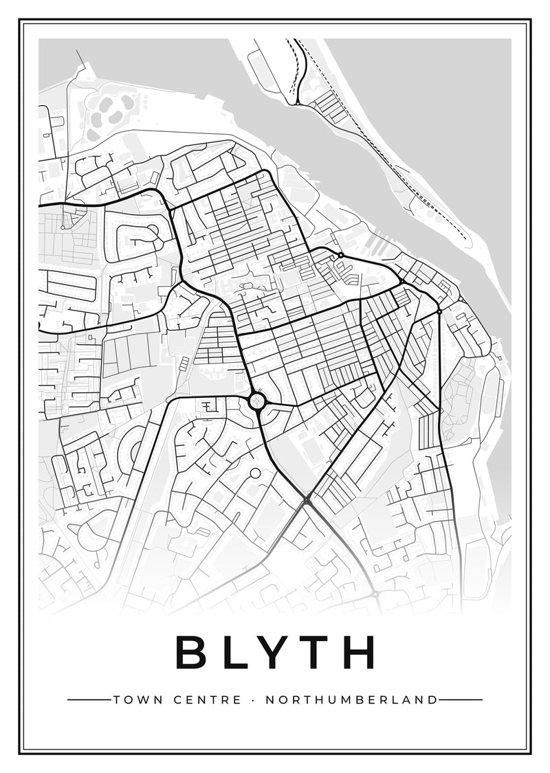 Blyth Town Centre Street Map Poster