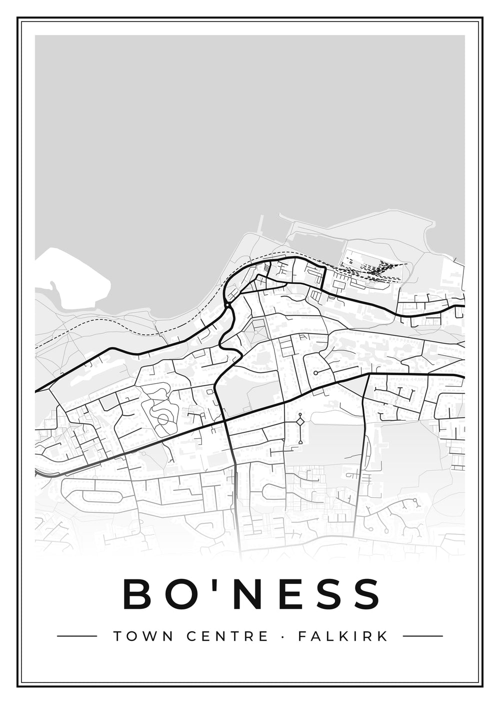 Bo'ness Town Centre Street Map Poster