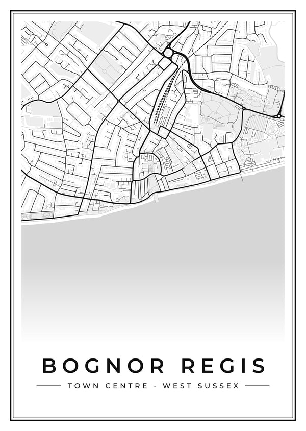 Bognor Regis Town Centre Street Map Poster