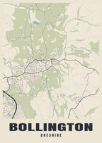Street map poster of Bollington, Cheshire