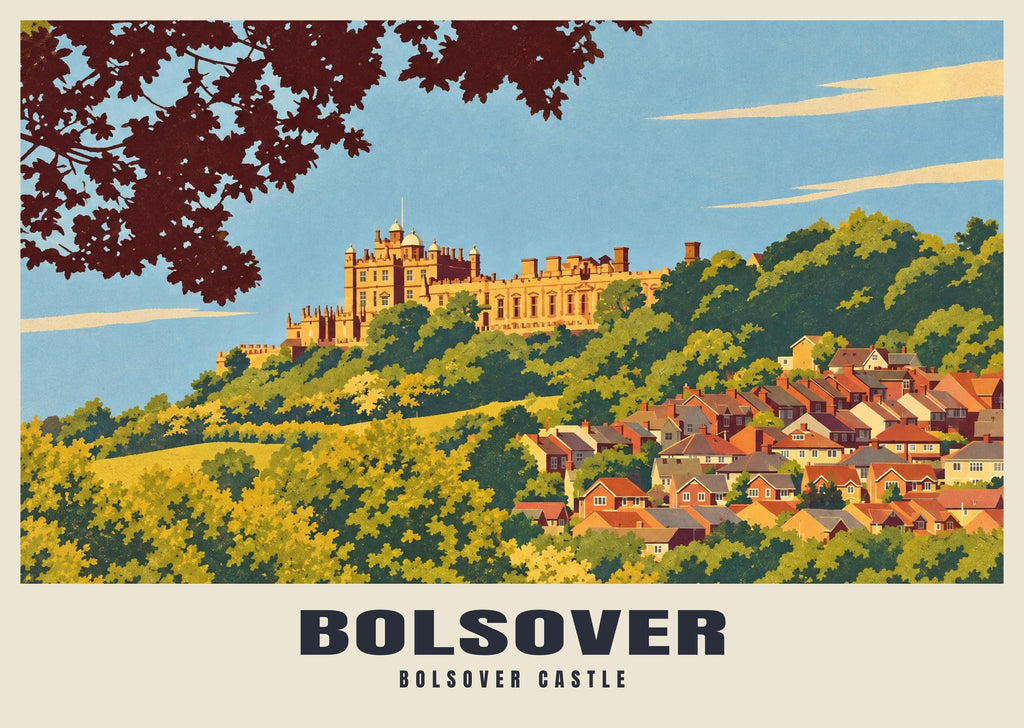 Bolsover Castle poster, Retro Railway style