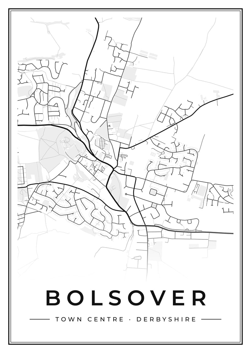 Bolsover Town Centre Street Map Poster