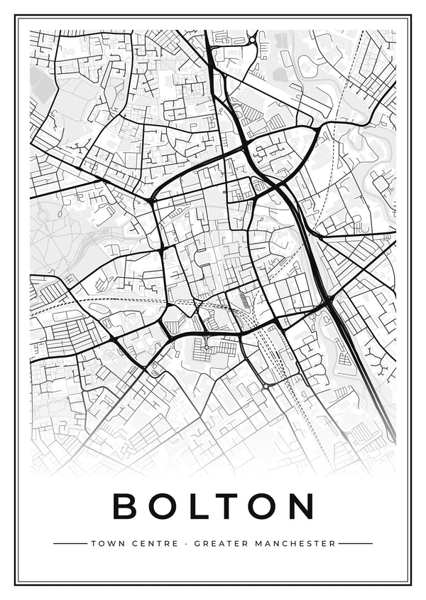Bolton Town Centre Street Map Poster
