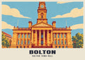 Bolton Town Hall poster, Retro Railway style