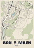 Street map poster of Bon-y-maen, Swansea