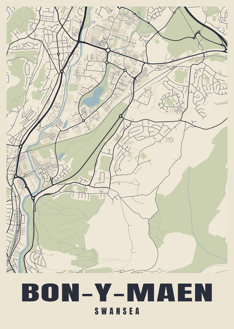 Bon-y-maen Street Map Poster