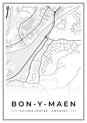 Bon-y-maen Village Centre Street Map Poster