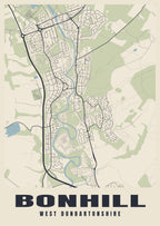 Street map poster of Bonhill, West Dunbartonshire