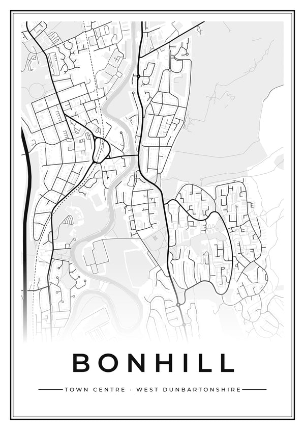 Bonhill Town Centre Street Map Poster