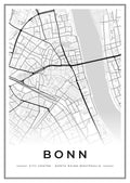 Street map poster of Bonn city centre, North Rhine-Westphalia