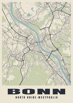 Street map poster of Bonn, North Rhine-Westphalia