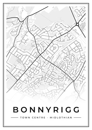 Bonnyrigg Town Centre Street Map Poster