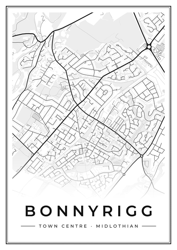 Bonnyrigg Town Centre Street Map Poster