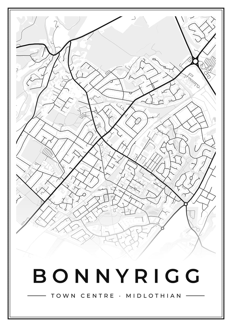 Bonnyrigg Town Centre Street Map Poster